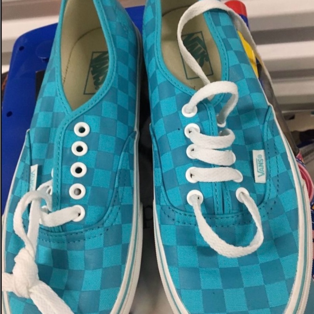 Vans Turquoise Checkered Sneakers